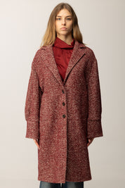 Manila Grace Cappotto Lungo Chevron In Misto Lana K170PT BURGUNDY