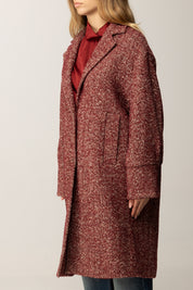 Manila Grace Cappotto Lungo Chevron In Misto Lana K170PT BURGUNDY