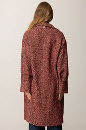 Manila Grace Cappotto Lungo Chevron In Misto Lana K170PT BURGUNDY