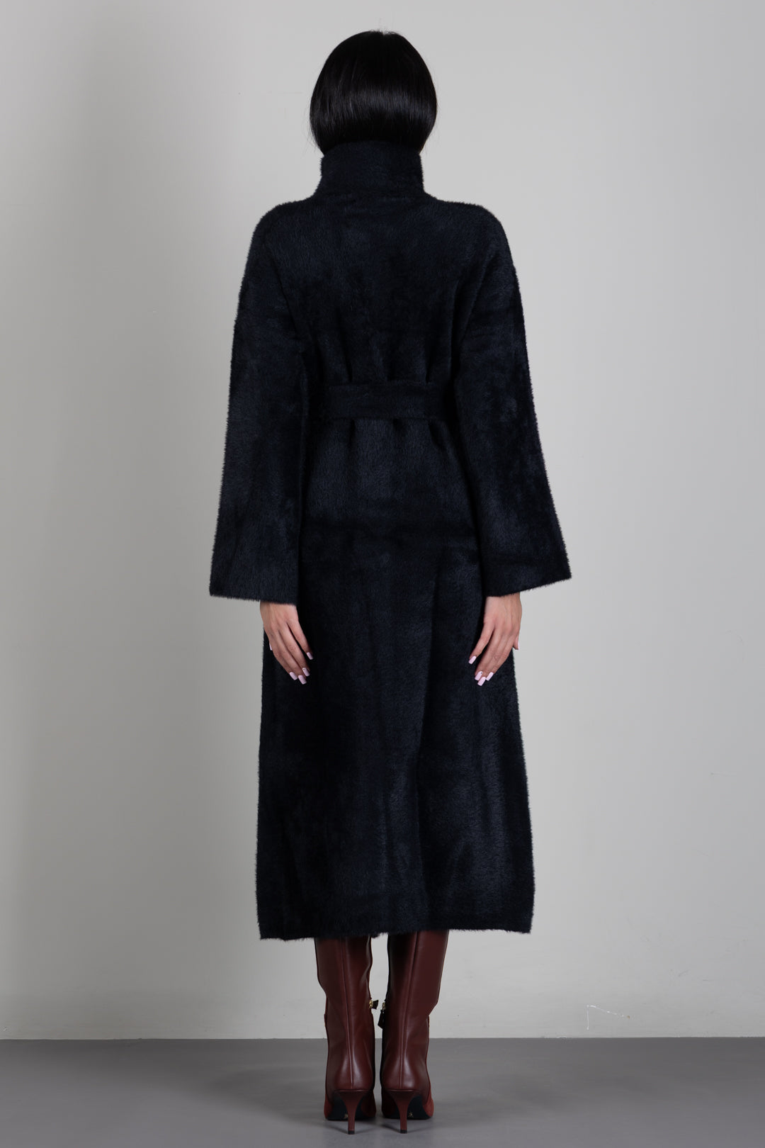 Patrizia Pepe Cappotto Lungo con Cintura e Collo Alto 2O0090 C0261 NERO