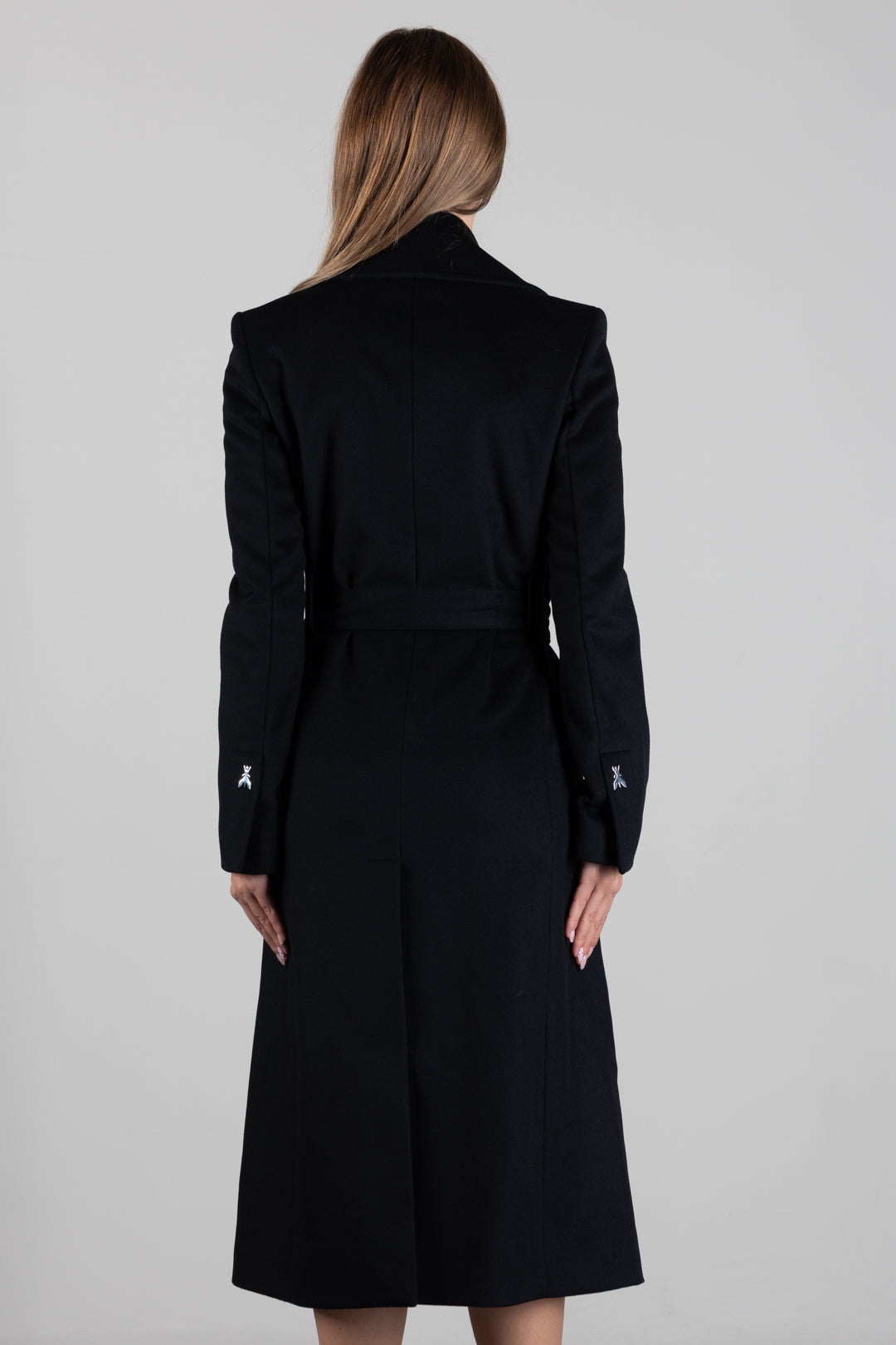 Patrizia Pepe Cappotto Lungo con Cintura e Zip 2O0225 A171 NERO