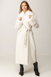 Twin-set Cappotto Lungo con Collo In Pelliccia Sintetica 252TT2040 SALE PEPE NEVE/SILVER