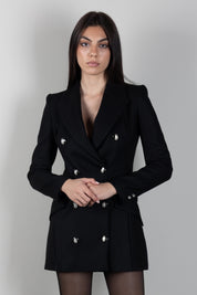 Elisabetta Franchi Cappotto Lungo Doppiopetto con Bottoni CP00568E2 NERO
