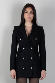 Elisabetta Franchi Cappotto Lungo Doppiopetto con Bottoni CP00568E2 NERO