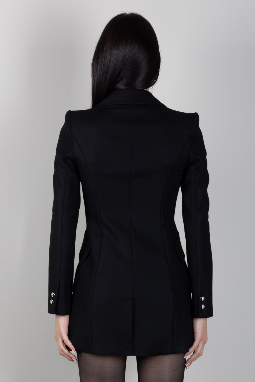 Elisabetta Franchi Cappotto Lungo Doppiopetto con Bottoni CP00568E2 NERO