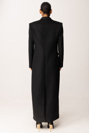 Elisabetta Franchi Cappotto Lungo Doppiopetto con Bottoni Dorati CP00258E2 NERO