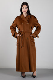 Elisabetta Franchi Cappotto Lungo Doppiopetto In Panno Double con Cintura CP02D66E2 SIGARO