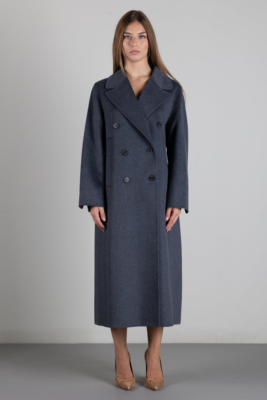 Vicolo Cappotto Lungo Doppiopetto TAC0011 GRIGIO MELANGE