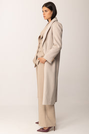 Khloe Femme Cappotto Lungo e Dritto Doppiopetto SABBIA