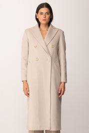 Khloe Femme Cappotto Lungo e Dritto Doppiopetto SABBIA