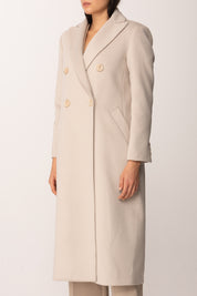 Khloe Femme Cappotto Lungo e Dritto Doppiopetto SABBIA