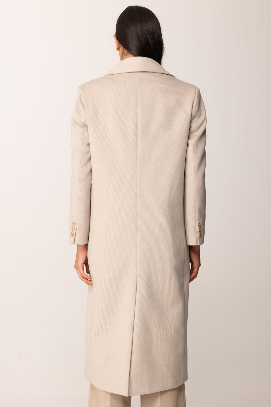 Khloe Femme Cappotto Lungo e Dritto Doppiopetto SABBIA