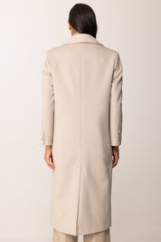 Khloe Femme Cappotto Lungo e Dritto Doppiopetto SABBIA