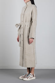 Patrizia Pepe Cappotto Lungo Effetto Pelliccia con Cintura In Vita 2O0090 C0261 CRAFTY TAUPE