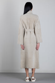 Patrizia Pepe Cappotto Lungo Effetto Pelliccia con Cintura In Vita 2O0090 C0261 CRAFTY TAUPE