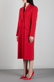 Elisabetta Franchi Cappotto Lungo In Doppio Crêpe Doppiopetto Nero CP00866E2 RED PASSION