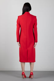 Elisabetta Franchi Cappotto Lungo In Doppio Crêpe Doppiopetto Nero CP00866E2 RED PASSION