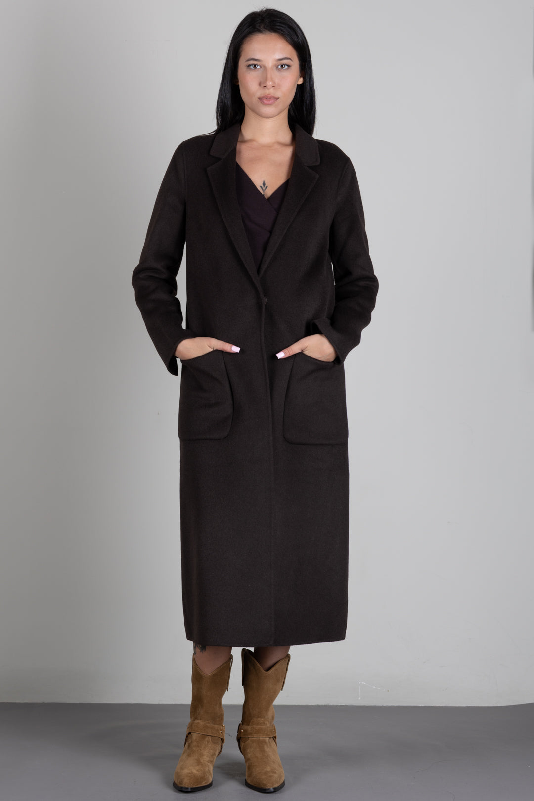 Vicolo Cappotto Lungo In Misto Lana TAC0002 FONDENTE