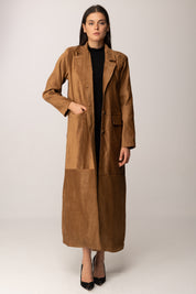 Khloe Femme Cappotto Lungo In Suede COGNAC