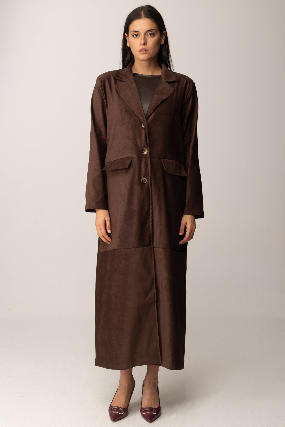 Khloe Femme Cappotto Lungo In Suede MORO