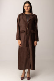 Khloe Femme Cappotto Lungo In Suede MORO