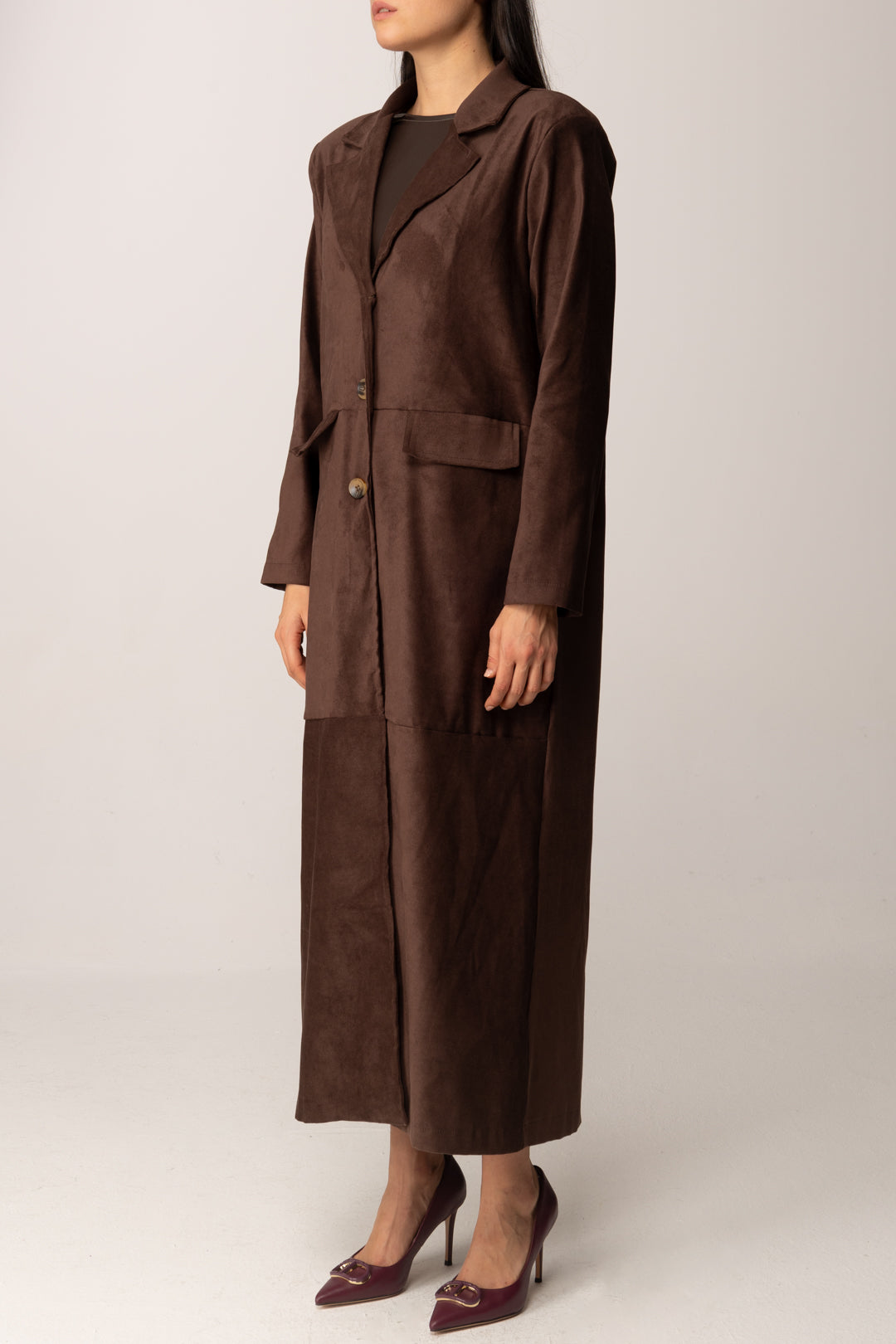 Khloe Femme Cappotto Lungo In Suede MORO