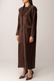 Khloe Femme Cappotto Lungo In Suede MORO