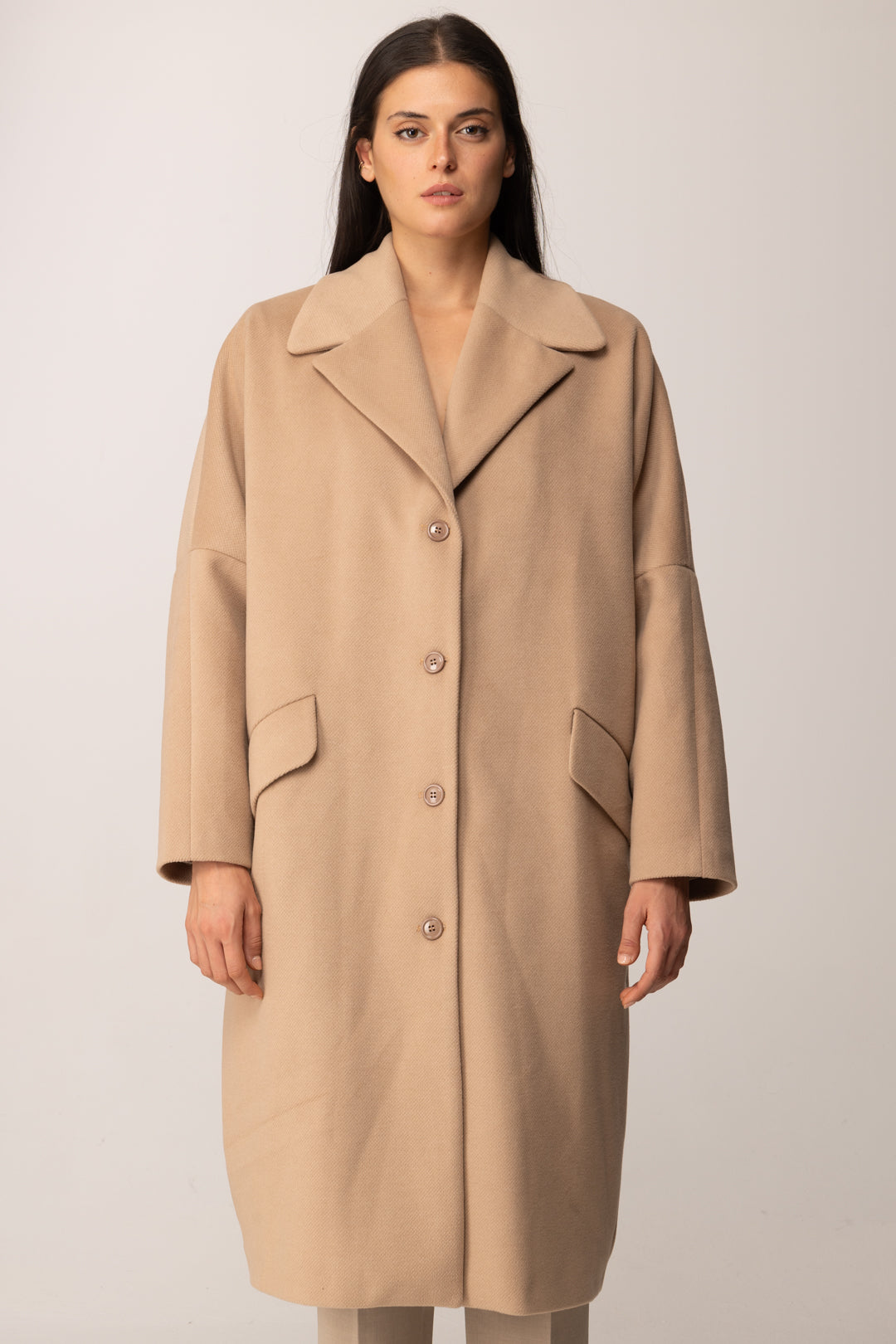 Khloe Femme Cappotto Over con Tasche Laterali CAMMELLO