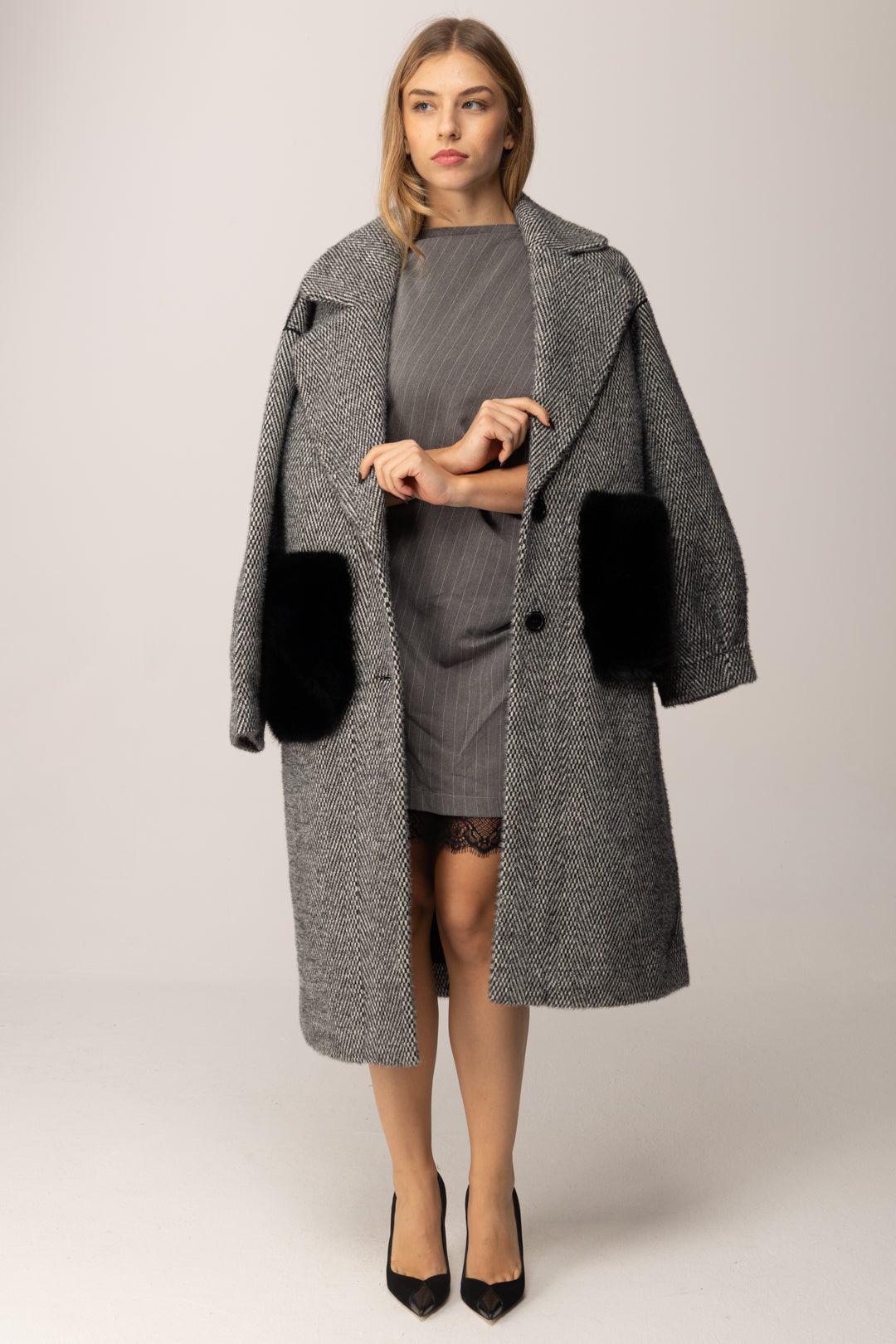 Khloe Femme Cappotto Over Double Face GRIGIO