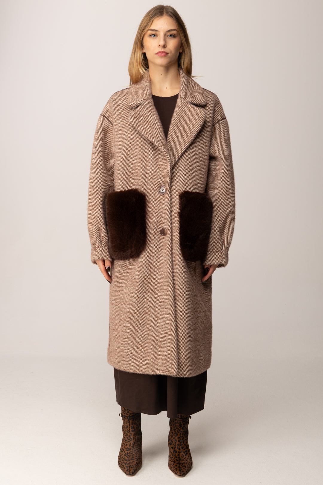 Khloe Femme Cappotto Over Double Face MORO