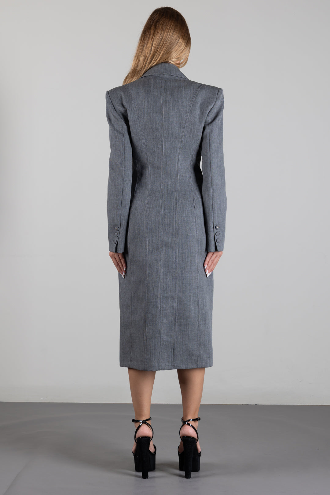 Elisabetta Franchi Cappotto Sartoriale Bustier In Lana CP00967E2 GRIGIO MELANGE