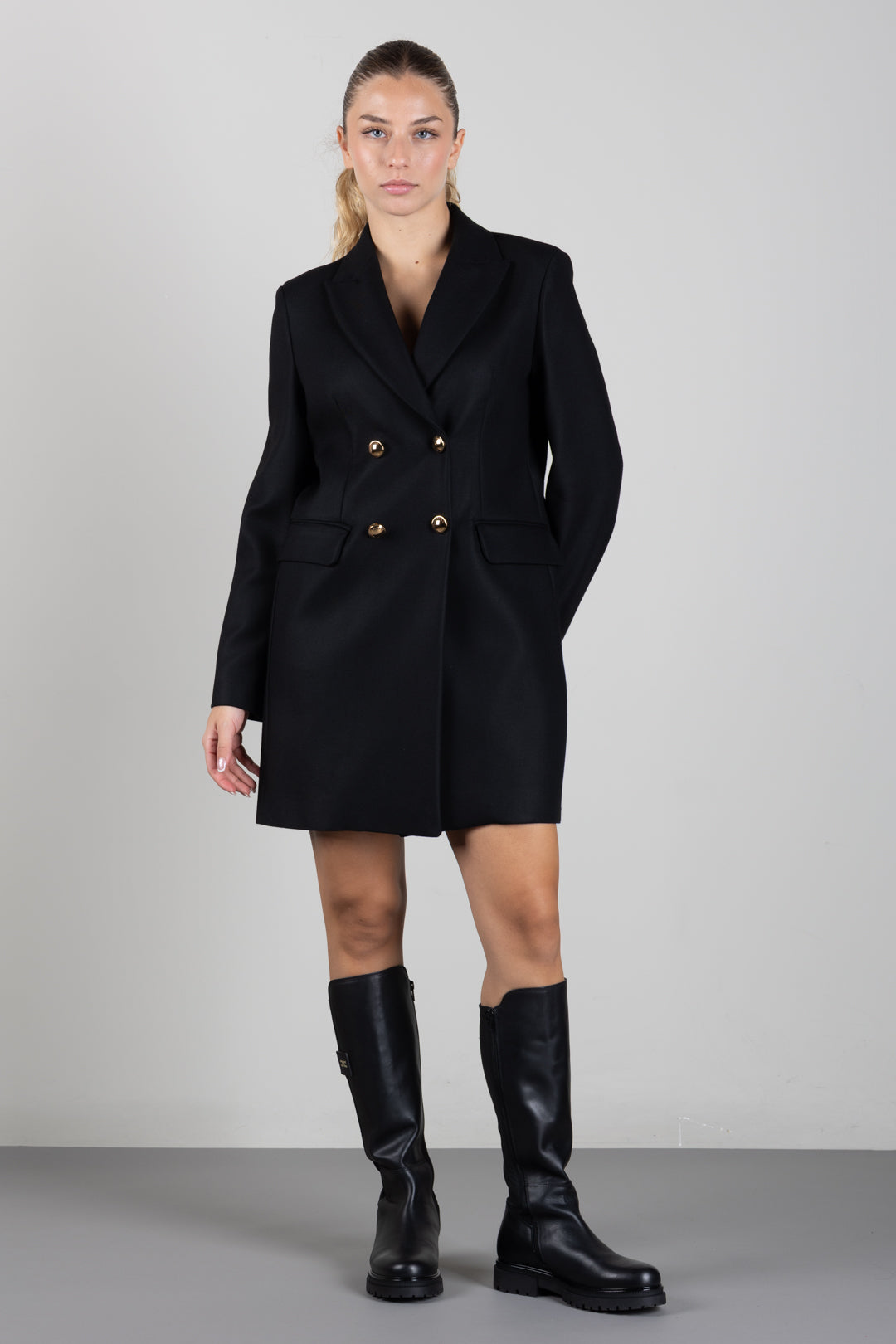 Elisabetta Franchi Bambina Cappotto Sfiancato Doppiopetto con Bottoni Logati EFCT0080TV155.N000