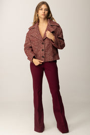 Manila Grace Cappotto Spinato Lungo Al Fianco K169PT BURGUNDY