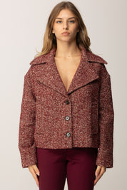 Manila Grace Cappotto Spinato Lungo Al Fianco K169PT BURGUNDY