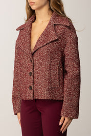 Manila Grace Cappotto Spinato Lungo Al Fianco K169PT BURGUNDY