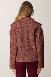 Manila Grace Cappotto Spinato Lungo Al Fianco K169PT BURGUNDY