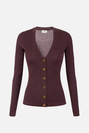 Elisabetta Franchi Cardigan a Coste In Misto Cachemire MK33S57E2 MERLOT