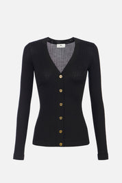 Elisabetta Franchi Cardigan a Coste In Misto Cachemire MK33S57E2 NERO