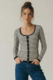 Elisabetta Franchi Cardigan a Righe MK04T61E2 NERO/BURRO