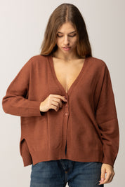 Manila Grace Cardigan Ampio M438VU COGNAC