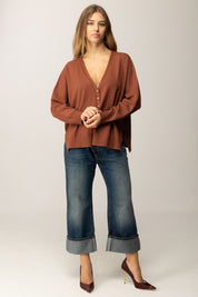 Manila Grace Cardigan Ampio M438VU COGNAC
