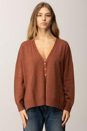 Manila Grace Cardigan Ampio M438VU COGNAC