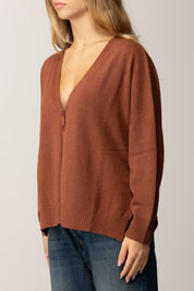 Manila Grace Cardigan Ampio M438VU COGNAC
