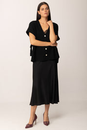 Khloe Femme Cardigan Aperti Ai Lati con Fiocchi BLACK