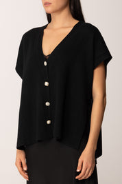 Khloe Femme Cardigan Aperti Ai Lati con Fiocchi BLACK