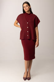 Khloe Femme Cardigan Aperti Ai Lati con Fiocchi VINO