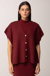 Khloe Femme Cardigan Aperti Ai Lati con Fiocchi VINO
