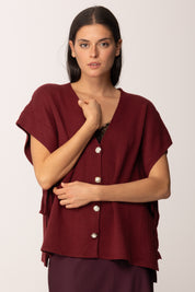 Khloe Femme Cardigan Aperti Ai Lati con Fiocchi VINO