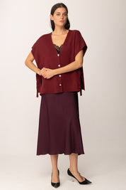 Khloe Femme Cardigan Aperti Ai Lati con Fiocchi VINO