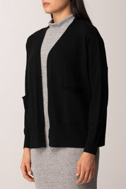 Khloe Femme Cardigan Aperto con Tasche BLACK